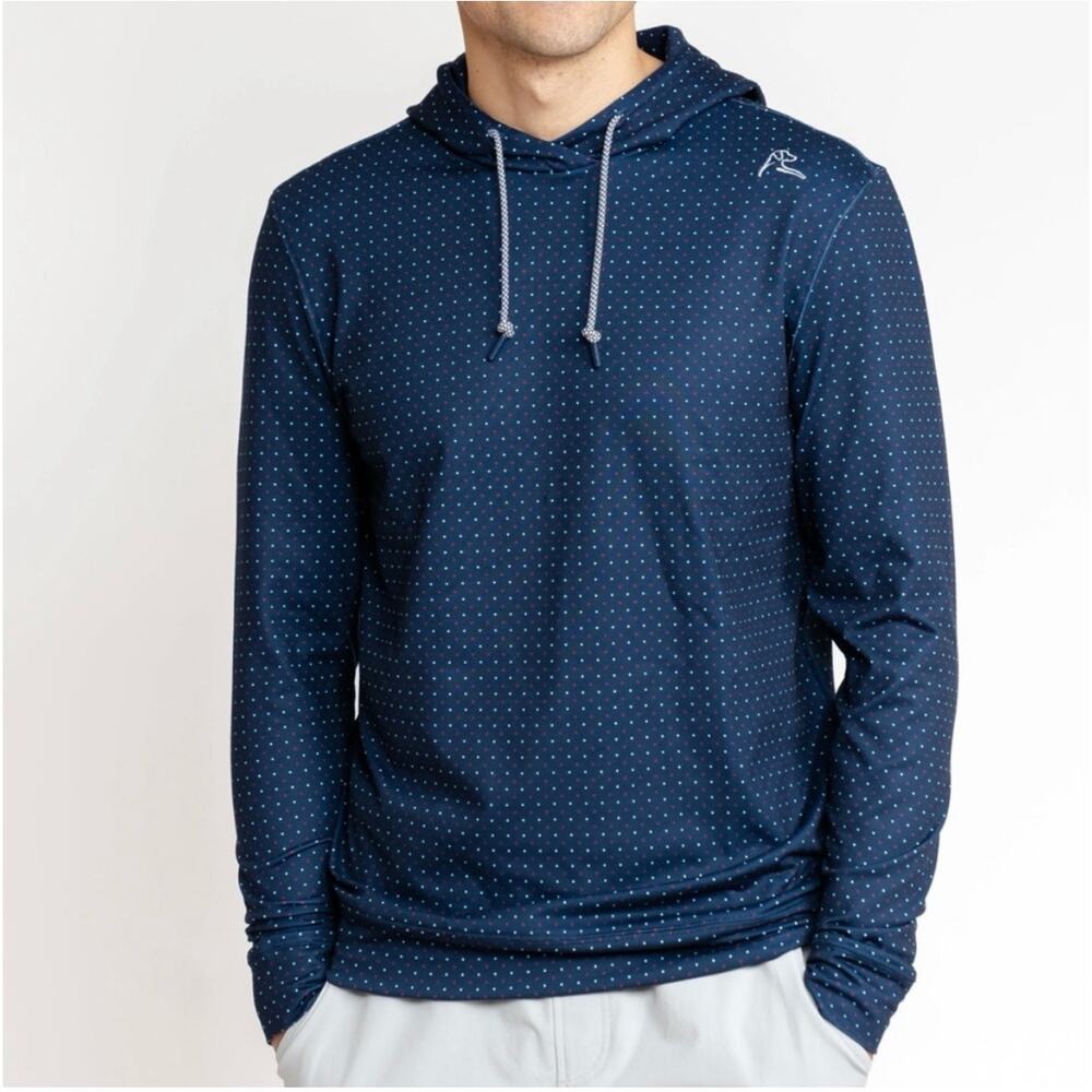 Rhoback Hesi Performance Hoodie XXL Stateside Dot Print Preppy Sporty Golf Chic